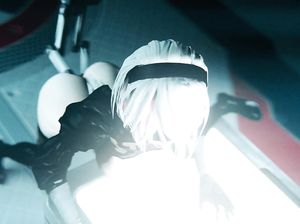 Красивая девица ебется с двумя роботами