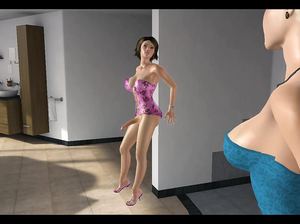 3D мульт: видеокомикс про девушку которая сосет хуй у транса футанари