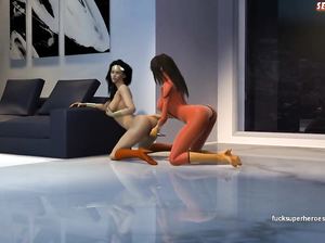 Две мультяшные лесбы активно трутся кисками и вылизывают друг дружку